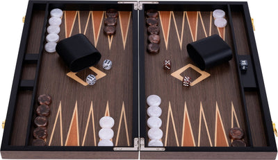 Longfield Backgammon 18 Zoll – eingelegtes Walnussholz – luxuriöser Walnusskoffer – strategisches Brettspiel-Reisespiel – Engelsherz