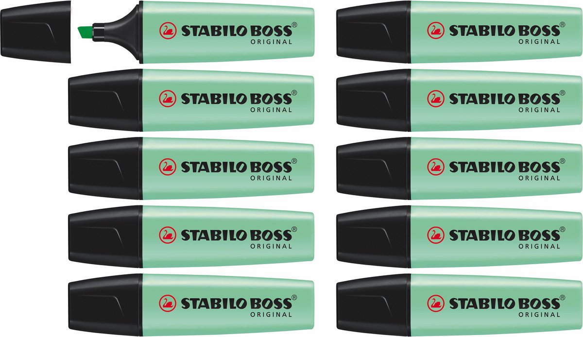 Stabilo Boss Original Pastell – Textmarker – Hervorheben mit Pastellfarben – Hauch Minze – Schachtel mit 10 Stück