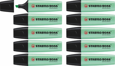 Stabilo Boss Original Pastell – Textmarker – Hervorheben mit Pastellfarben – Hauch Minze – Schachtel mit 10 Stück