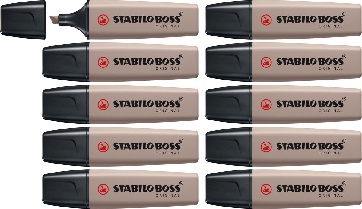 Stabilo Boss Original – Textmarker – warmes Grau – Schachtel mit 10 Stück
