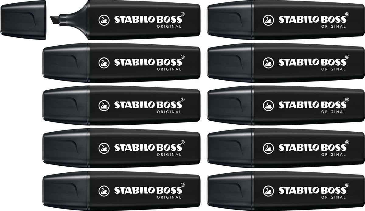 Stabilo Boss Original – Textmarker – Schwarz – Box mit 10 Stück