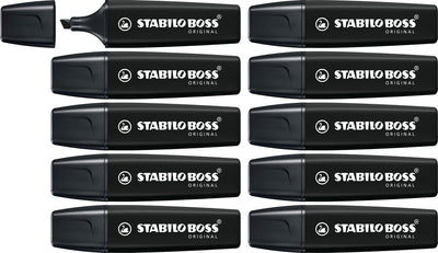 Stabilo Boss Original – Textmarker – Schwarz – Box mit 10 Stück