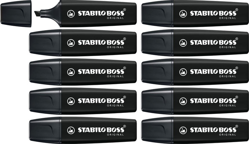 Stabilo Boss Original – Textmarker – Schwarz – Box mit 10 Stück