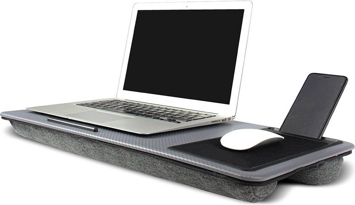 Geniales Geschenk – multifunktionaler Laptoptisch – Schoßschreibtisch – Mauspad und Handyhalter – Carbon