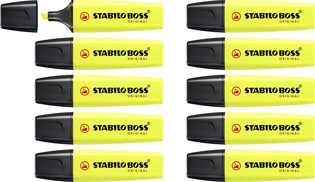 Stabilo Boss Original – Textmarker – höchste Qualität – Gelb – Box mit 10 Stück