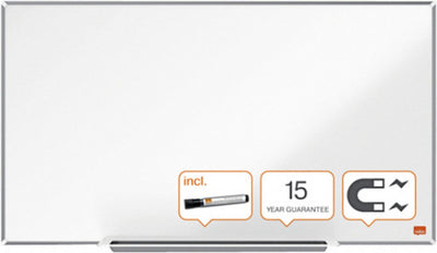 Nobo impression pro Widescreen-Magnet-Whiteboard aus Stahl mit Stiftablage – inklusive Whiteboard-Marker – 710 x 400 mm – Weiß