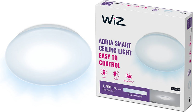 Wiz Deckenleuchte Adria – kaltweißes Licht – intelligente LED-Beleuchtung – integrierte LED – 17 W – weiß – WLAN