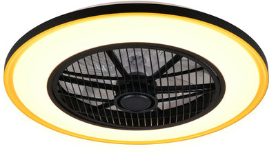 Rl Live Your Light Reality Varpula - Fächer - Schwarz-Gold - inkl. 1x SMD 28 W - Fernbedienung - integrierter Dimmer - stufenlos einstellbare Lichtfarbe - Sommer- und Wintermodus - 6 Geschwindigkeitsstufen