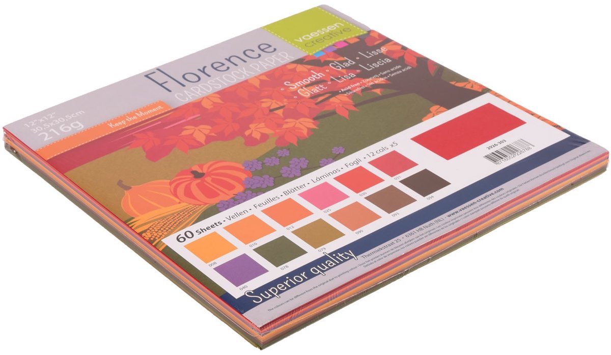 Florence Vaessen Creative-Karton – Multipack Herbst – 30,5 x 30,5 cm – 60 Blatt – glatt – 216 g
