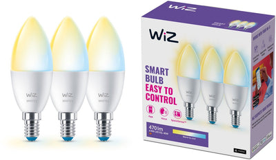 Wiz-Kerzenlampen im 3er-Pack – warmes bis kühles weißes Licht – intelligente LED-Beleuchtung – E14-Fassung – 40 W – matt – WLAN