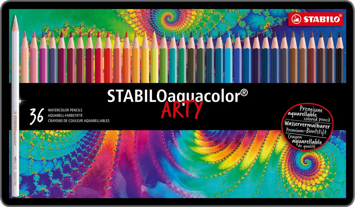 Stabilo aquacolor – Premium-Aquarell-Buntstifte – kunstvoll – Metalletui, 36 Farben