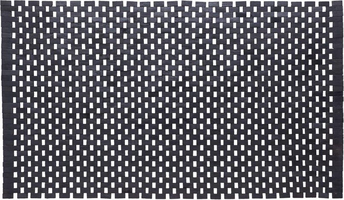 Dichtungslederdichtung Holzblöcke Bademat 52x90 cm Teak Black Schwarz