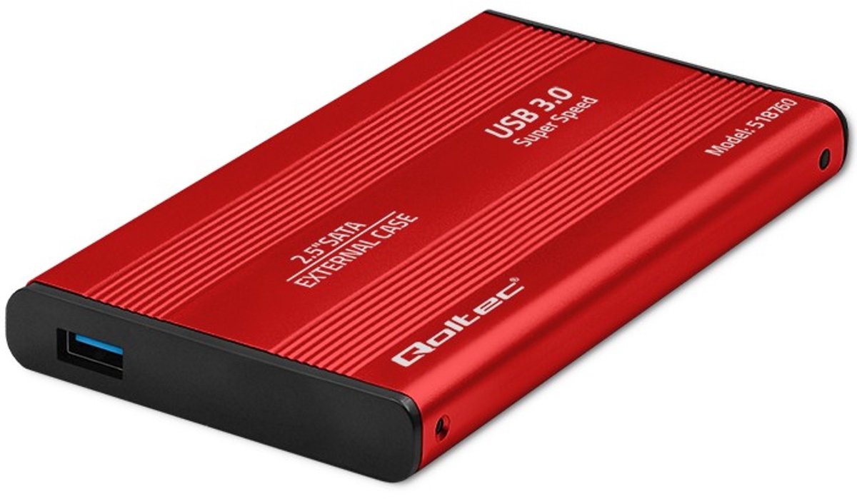 Qoltec-Serie - Aluminiumgehäuse - 2,5'' SATA3 HDD SSD - USB 3.0 - rot