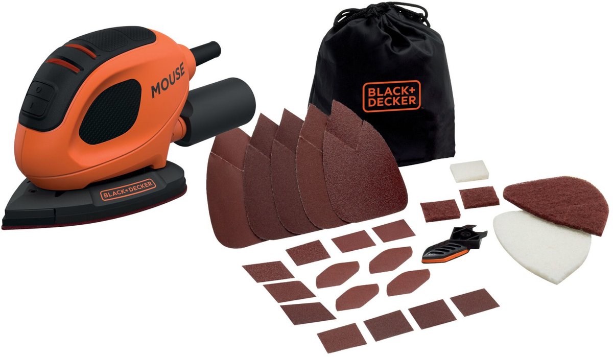 Black+Decker Black Decker Bew230BC-QS Schleifmaschine mit 15 Zubehörteilen, 55 W, Orange, Einheitsgröße, EU-Stecker