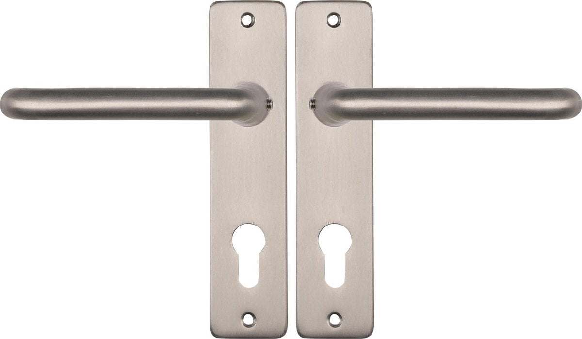 Starx Türgriff Silber - Edelstahloptik - Türbeschläge - Türschild für Profilzylinder (PC72) - Türgriff Coupe