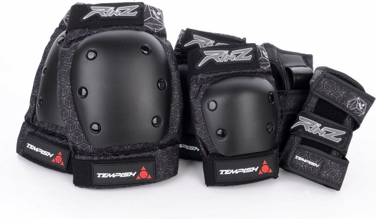 Tempish – Rimz – Skate-Schutz – 3er-Pack – Erwachsene – Schwarz – komplettes Skate-Schutz-Set – Größe L