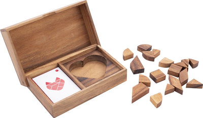 Longfield Doppel-Tangram-Herz – Holzpuzzlespiel – Lern-Denkspiel – Tangram-Herzform – logische Denkaufgabe – Engelsherz