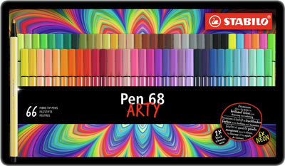 Stabilo Pen 68 Arty Metall Box Filz -Tip Stifte, 66st.