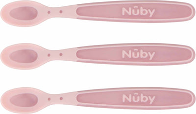 Nûby – weiche und wärmeempfindliche Löffel für Babys – rosa – 3 Stück – 3+ Monate