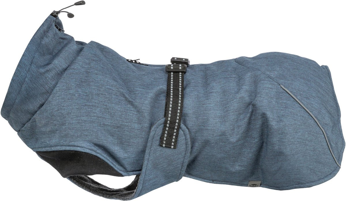 Trixie Hundemantel - dunkelblau, wasserabweisend, 25 cm - Fleecefutter, reflektierende Elemente