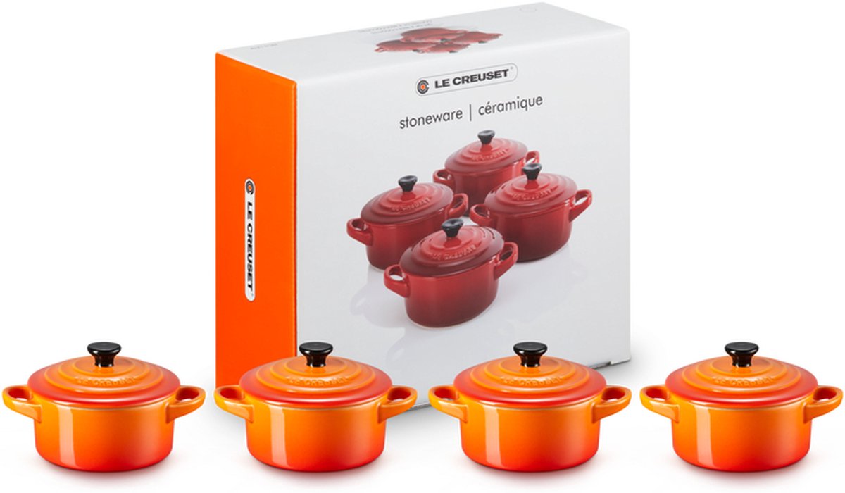Le Creuset 4 Mini-Bräter 0,25l 10cm orange-rot