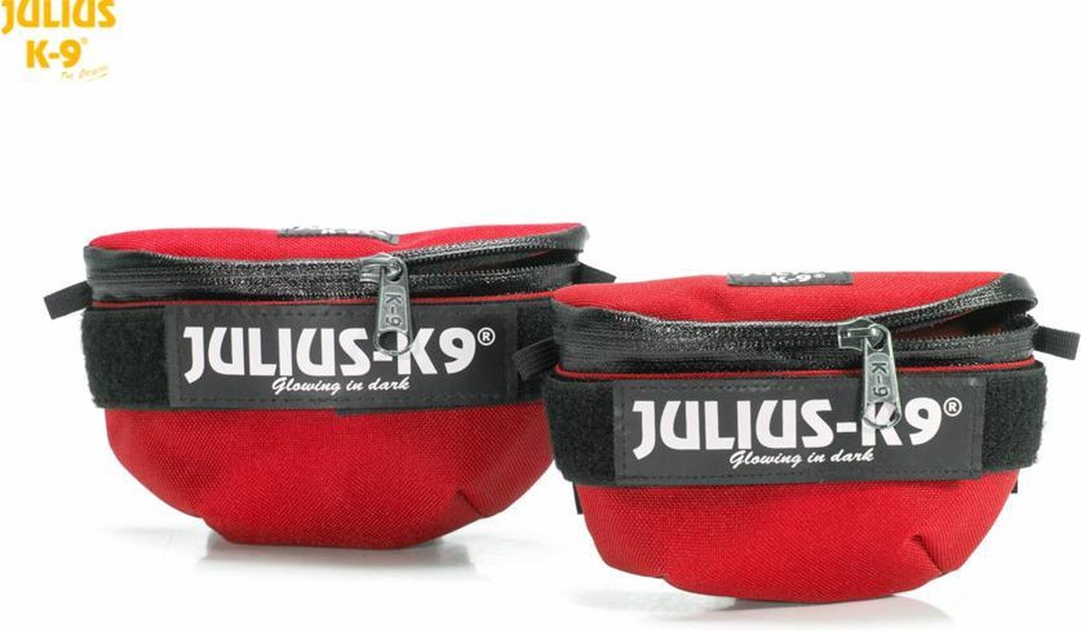 Julius k9 idc® universal seitentaschen rot für gurtzeug größe baby1 bis größe mini.
