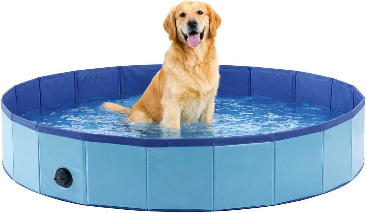 Flamingo-Hundebecken 160 cm – großes faltbares Hundebecken – Schwimmbecken für Hunde – blau – kühlendes Planschbecken – ohne Luftpumpe
