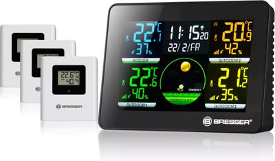 Bresser Weather Station Thermo Hygro Quadro NLX 17 cm Schwarz 4-teilig