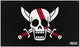 Einteilige rote Haarpiraten-Unisex-Flagge – mehrfarbig – Standard