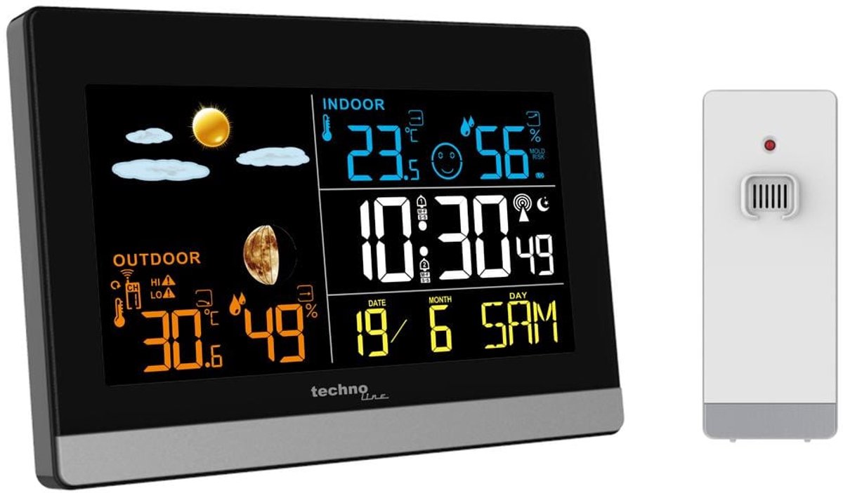 Nexttime Wetterstation Technoline WS 6455 144x96x38mm schwarz silber LCD-Display
