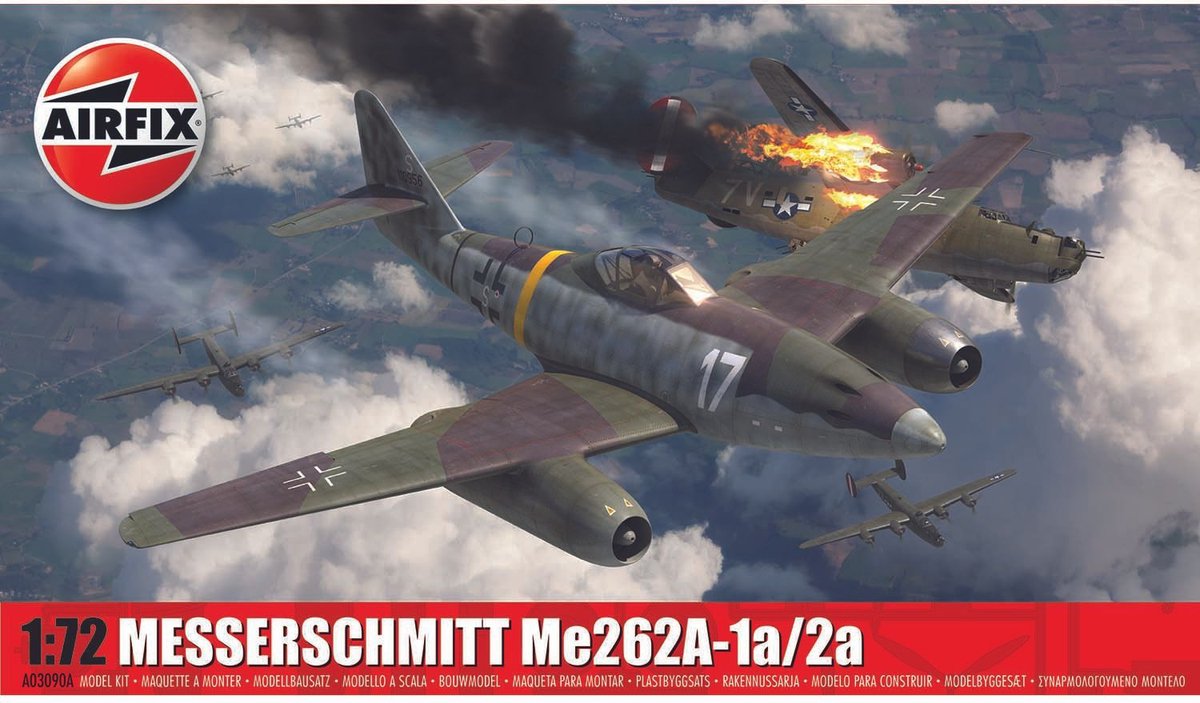 Airfix Modellbausatz Flugzeug – 03090a Messerschmitt Me 262a-1a 2a – Flugzeug aus Kunststoff – 1:72 – Modellbau