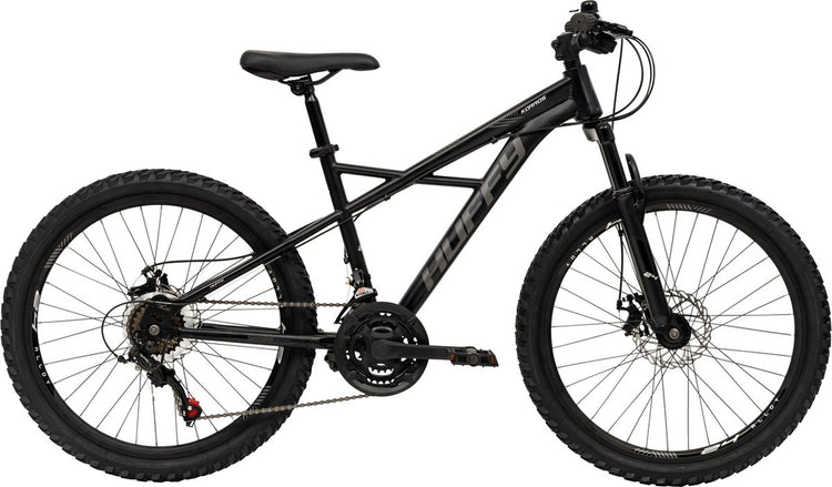 Huffy Korros 24 Zoll Kinder-Mountainbike schwarze Hardtail-Vorderradaufhängung + Shimano 21 Gänge – Kleinkinder 8–13