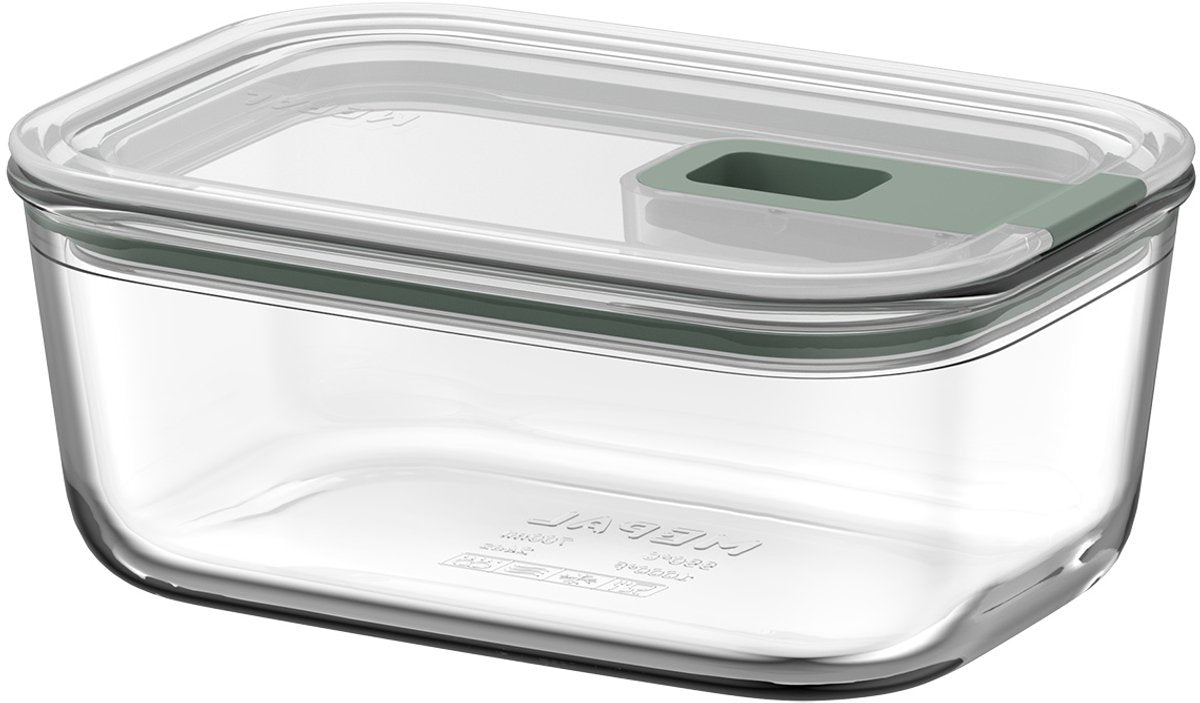Mepal Glas-Lebensmittelbehälter Easyclip – 700 ml – Glas-Lebensmittelbehälter mit Schiebeverschluss – mikrowellengeeignet. (Dampf-)Ofen. Kühl- und Gefrierschrank – nordischer Salbei