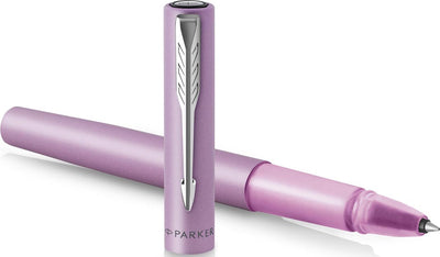 Parker Vector XL Tintenroller | Metallic-Fliederlack auf Messing mit Chromdetails | feine Feder mit schwarzer Tinte | Geschenkverpackung