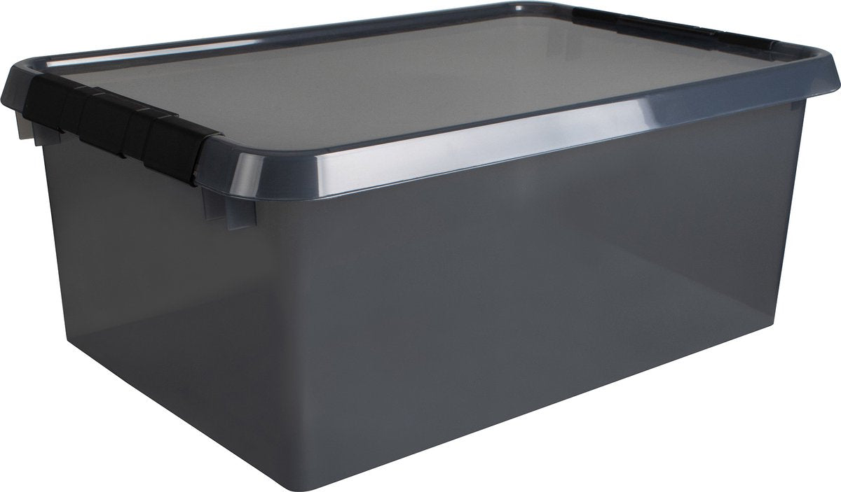 Comfort Line Aufbewahrungsbox 45 Liter transparent grau schwarz 60 x 40 x 26 cm | 2 Stk