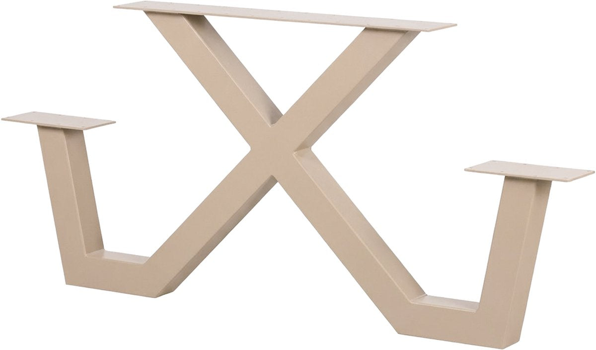 Woood Tablo X-förmiger Bein-Picknicktisch – Metall – Sand – 70 x 142 x 13 cm