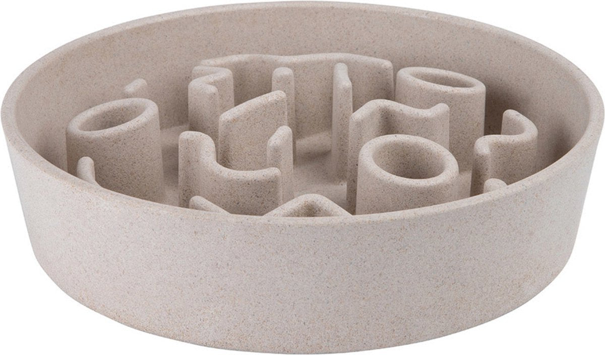 District 70 Bamboo Slow Feeder Beige – Hundefutternapf – ø28 cm