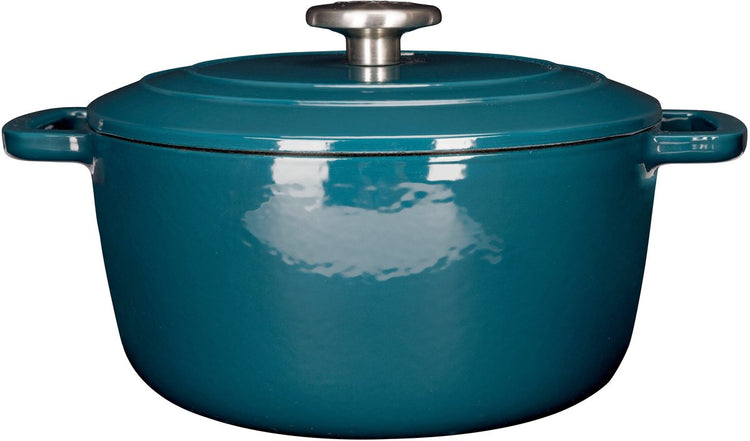 Gemütlicher, trendiger Fontestic-Kochtopf aus Gusseisen – Durchmesser 24 x 11,6 cm – 4,6 l – grüner Reiher