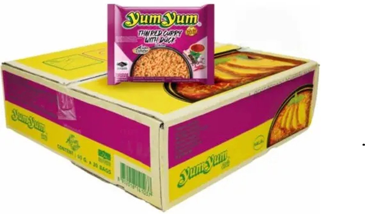 Yum Yum Instant-Nudeln mit rotem Curry und Entengeschmack – 30 x 60 g