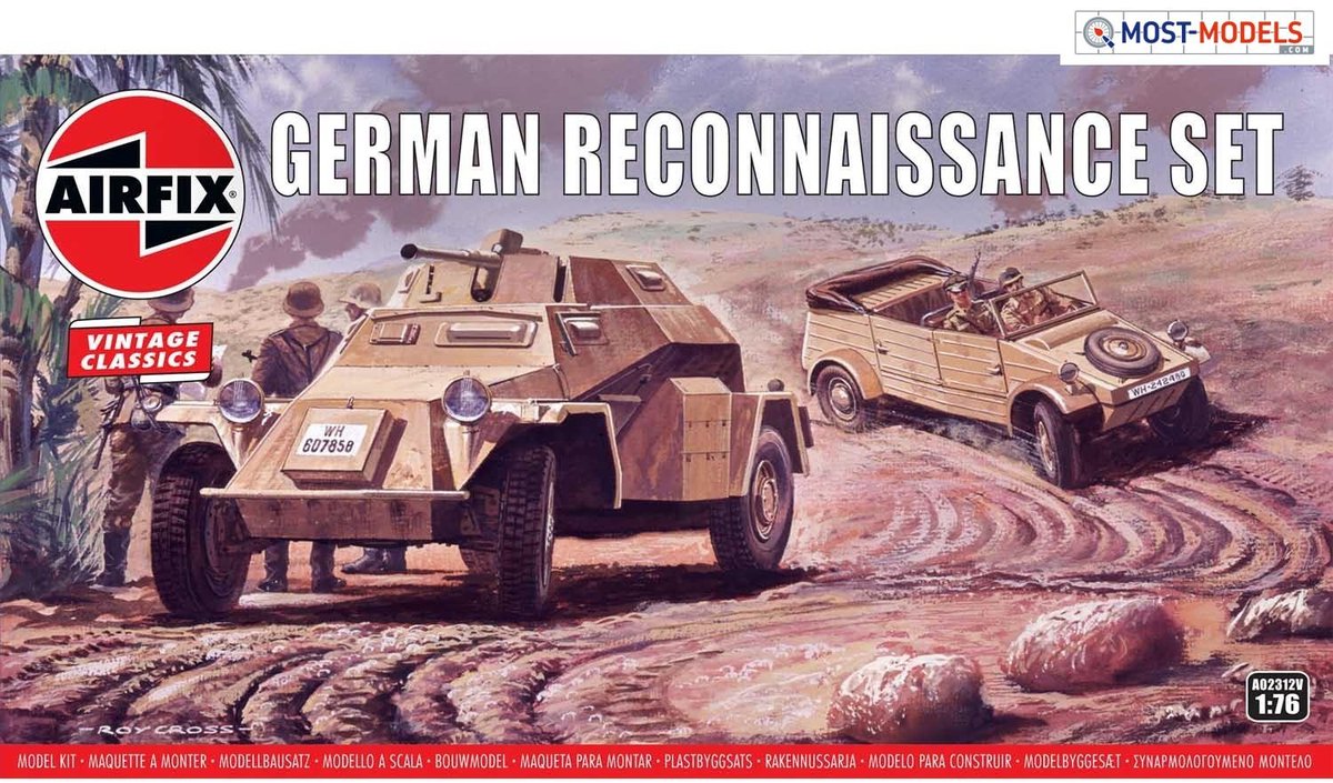 Airfix Modellbausatz Militärfahrzeuge – 02312v Deutsches Aufklärungsset aus Kunststoff – 1:76 – Modellbau