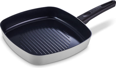 Brabantia Indu+ Grillpfanne – ø 26 cm – Keramik-Antihaftbeschichtung – induktionsgeeignet – 100 % PFAS-frei – Grau