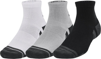 Under Armour ua Performance Tech 3pk qtr Unisex-Sportsocken – Grau – Weiß – Grau