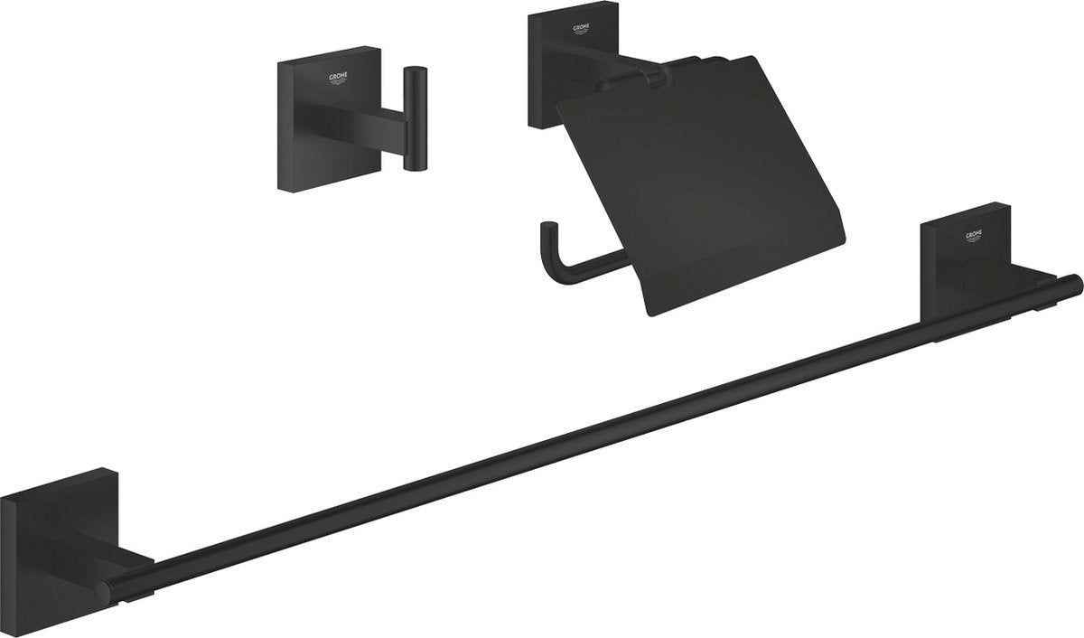 Grohe Quickfix Start Cube 3-in-1 Badzubehör-Set – Mattschwarz