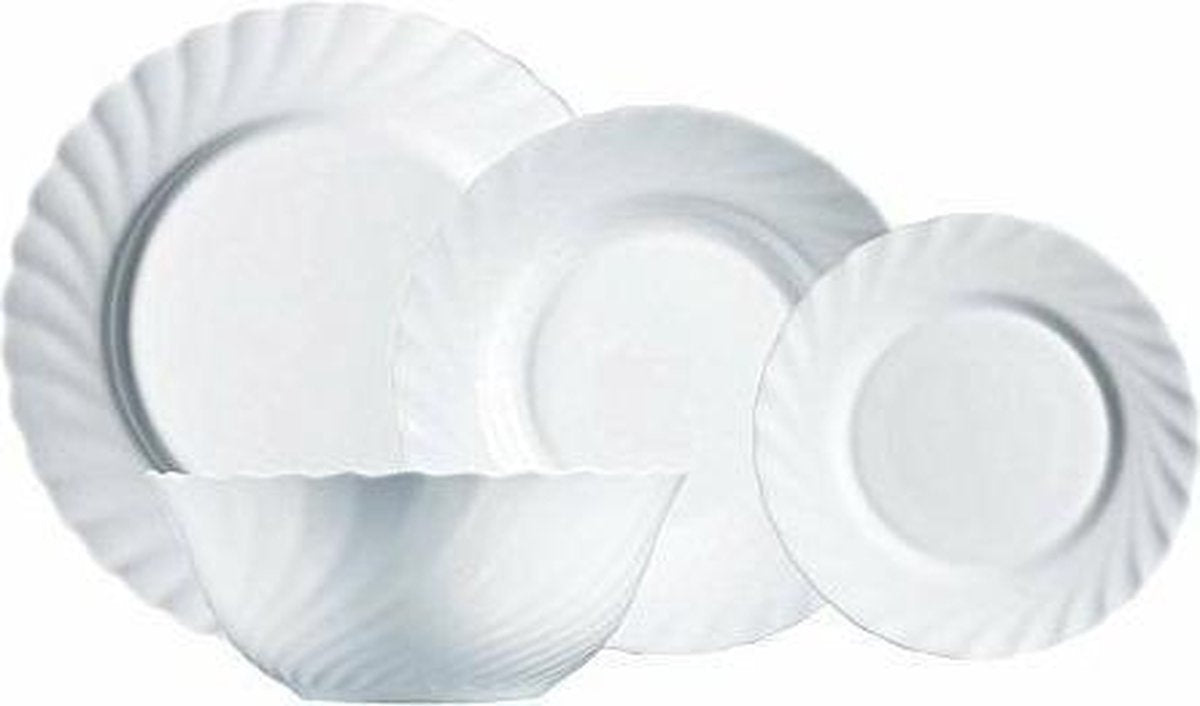 Luminarc Trianon-Geschirrset – Weiß – 6 Personen – 19-teilig