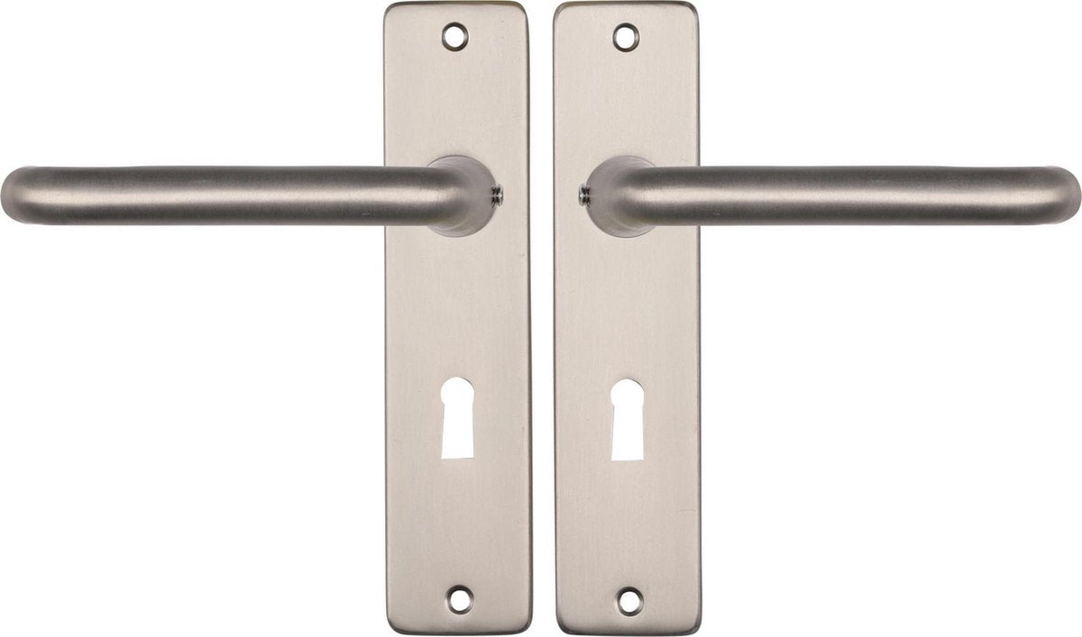 Starx Türgriff Silber - Edelstahloptik - Türbeschläge - Türschild mit Schlüsselloch (SL56) - Türgriff Coupe