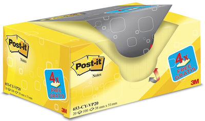 Selbstklebende Notizzettel Post-it 38 x 51 mm gelb 20 Stück