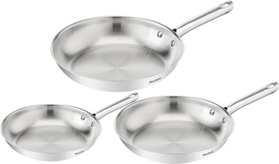 Tefal Duetto auf B866S334 – Set mit 3 Bratpfannen – Induktion – Pfannenset 20 24 28 cm – hochwertiger Edelstahl – Thermo-Fusion™ – Bratpfanne