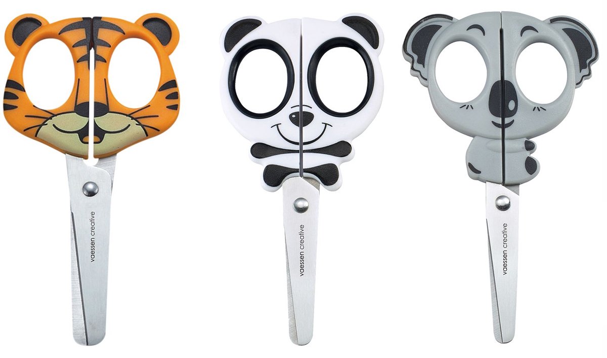 Vaessen creative • Kinderscheren-Set Tiger Koala Panda 3-tlg.