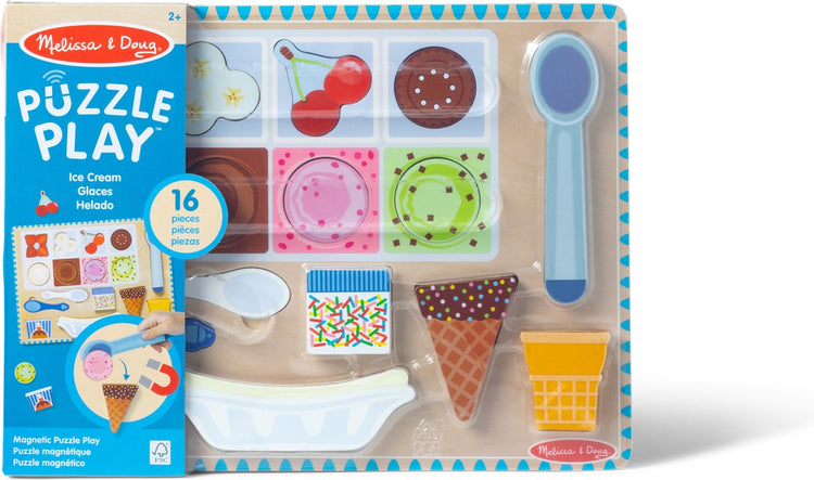Melissa Doug – magnetisches Holzpuzzle-Spielset mit Eiscreme-Thema, 16 magnetische Spielteile mit Eisportionierer, hölzernes Spielessen für Jungen und Mädchen ab 2 Jahren