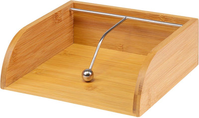 Westmark Serviettenhalter + Gewicht, für 1 4 gefaltete Servietten (33 x 33 cm), 21,5 x 20 x 7 cm, Bambus Edelstahl, Tapas + Friends, hellbraun silber, 69942270